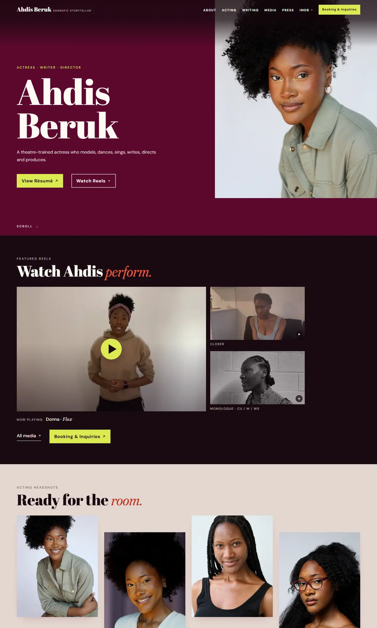 Ahdis Beruk: full page on desktop