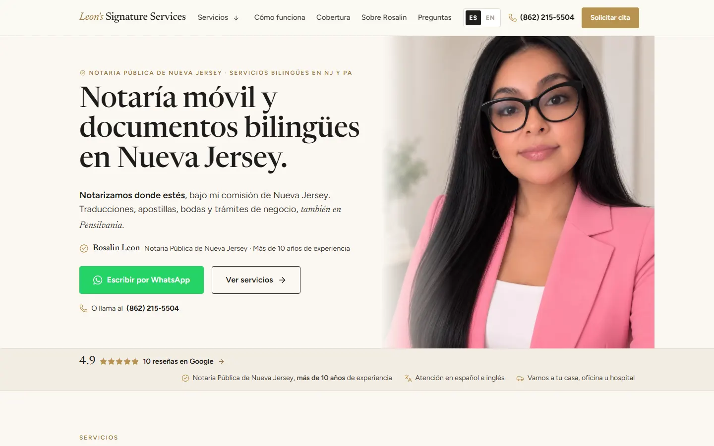 Leon's Signature Services: homepage on desktop