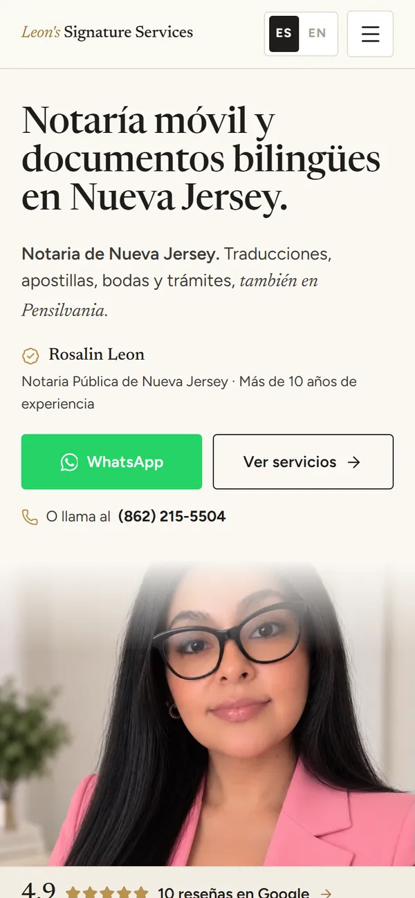 Leon's Signature Services: first screen on a phone