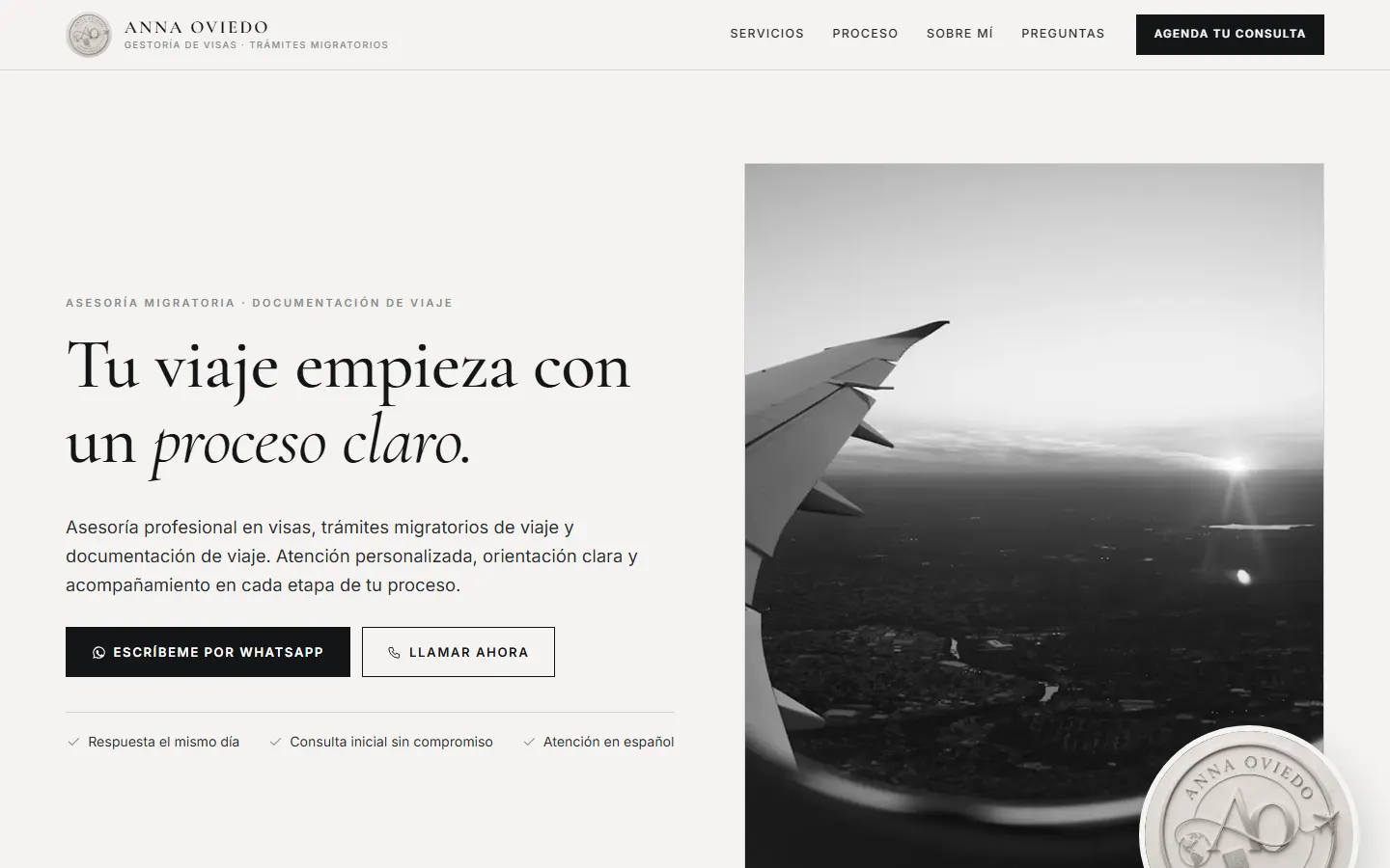 Anna Oviedo · Trámites: homepage on desktop