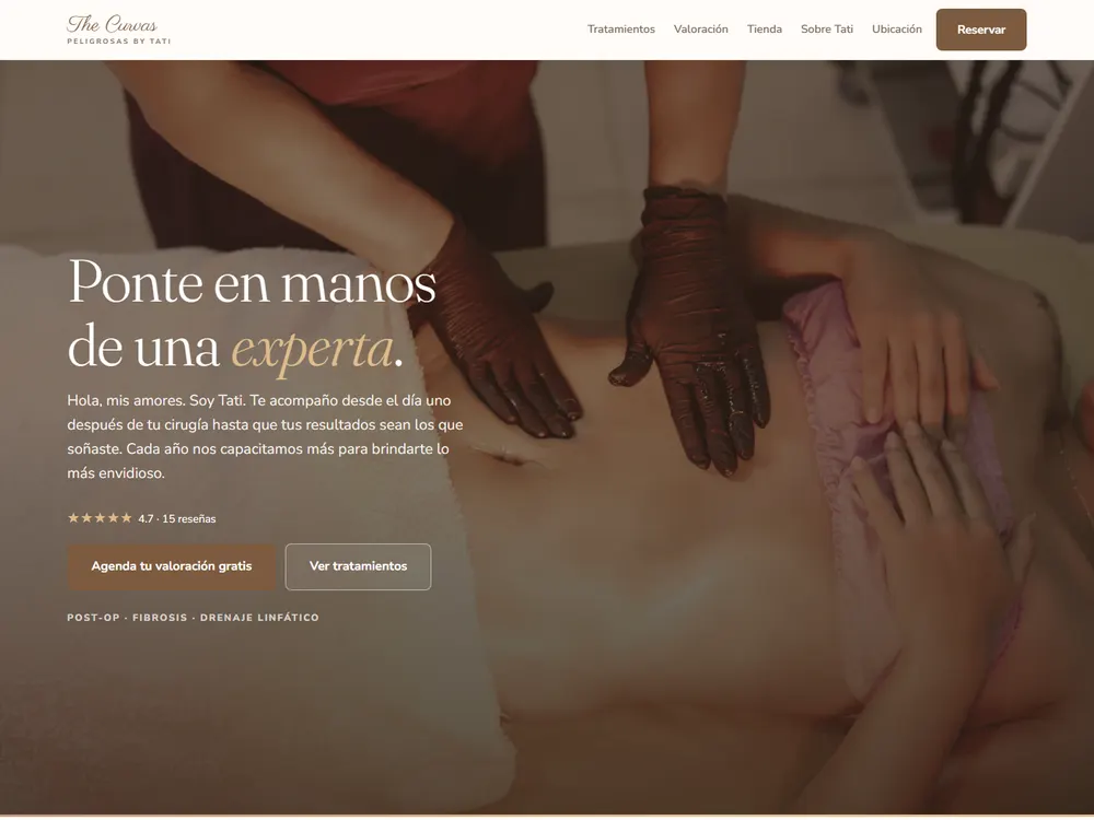 La portada de Curvas Peligrosas by Tati: el hero y el llamado a agendar